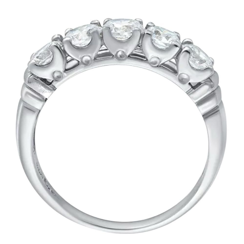 Macy’s Silver Plate 5 CZ stones Ring Size 8